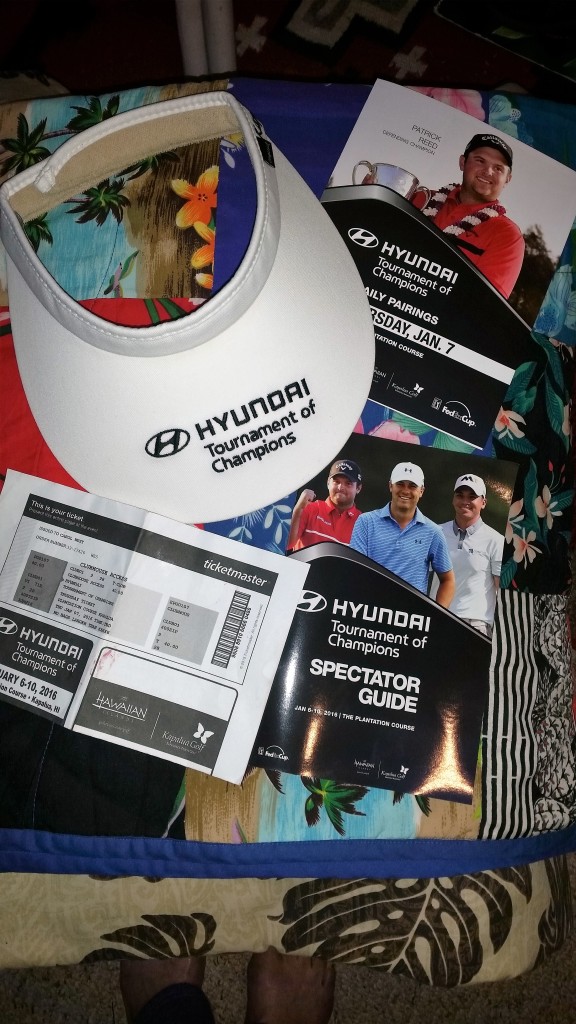 My souvenirs from the Tournament of Champions...my ticket, program, tee times and visor.